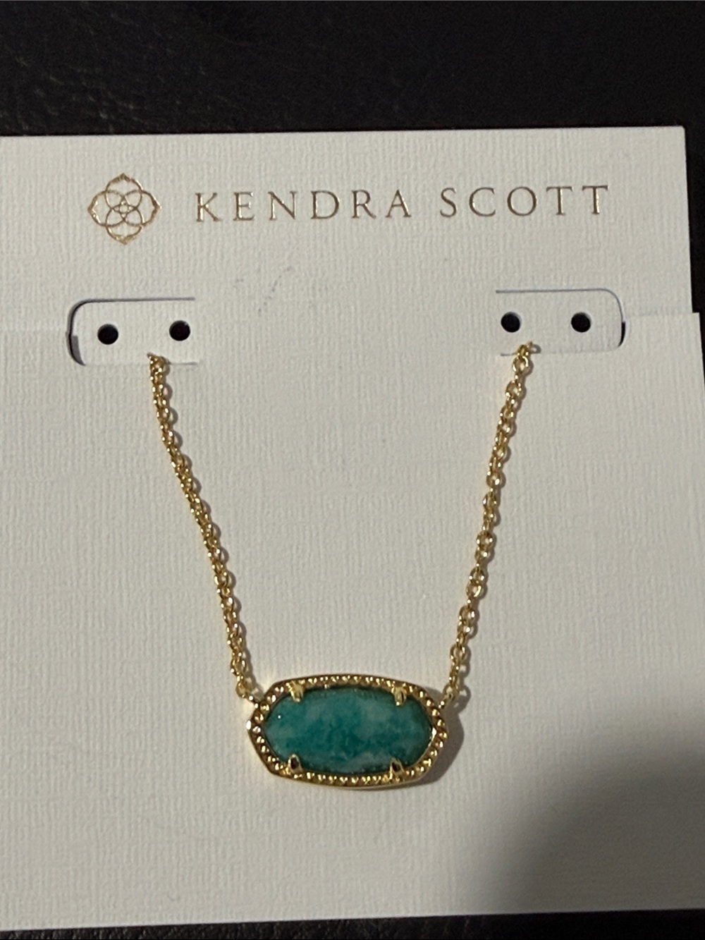 Kendra Scott Elisa Gold Green/Blue Stone Necklace 14k Gold Plated NWT